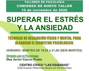 Taller de psicología: superar el estrés y la ansiedad
