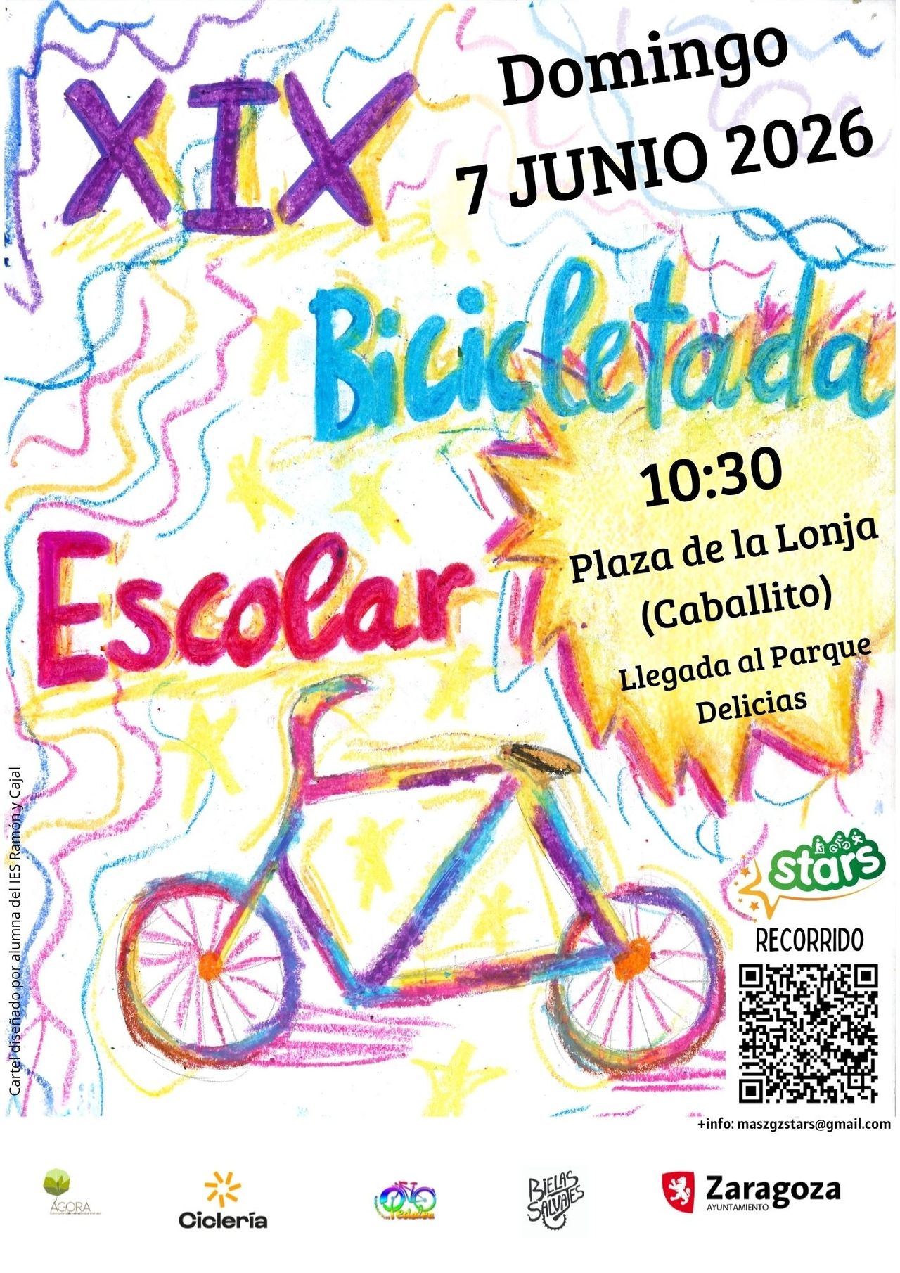 Cartel Bicicletada escolar. Foto: CPI Zaragoza Sur.