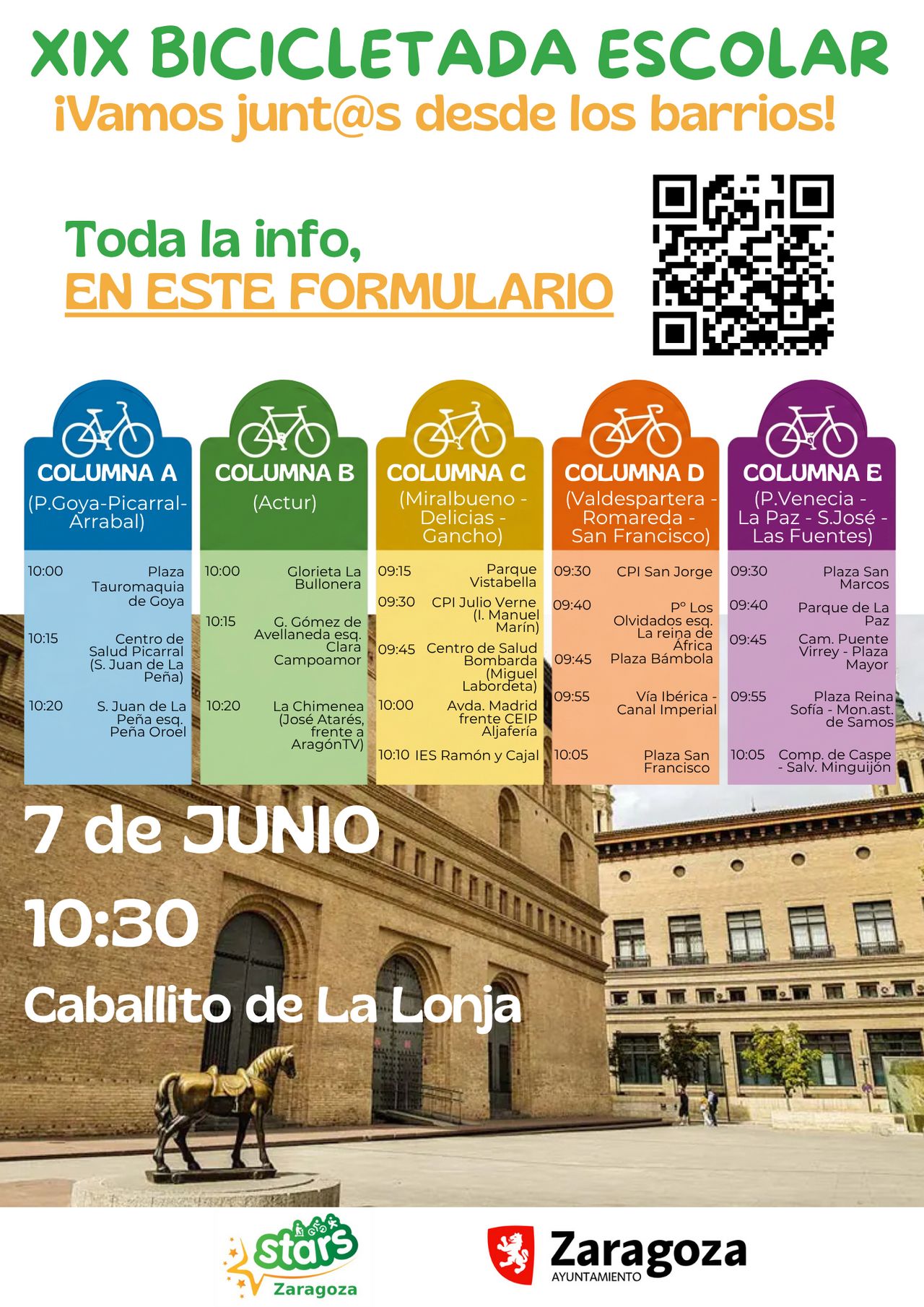 Programa Bicicletada Escolar. Foto: CPI Zaragoza Sur.